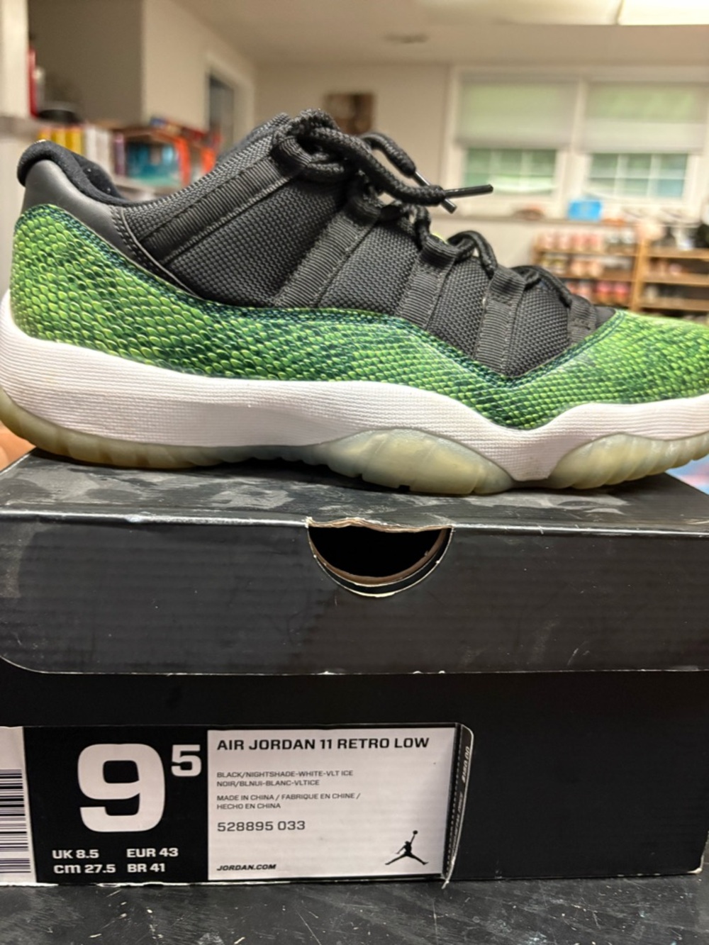 Jordan 11 Retro Low Black with Green Snakeskin